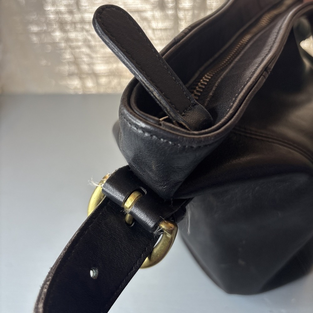 Vintage COACH Black Leather, Monterey Hobo Shoulder Bucket Bag, 90s USA - Picture 13 of 16